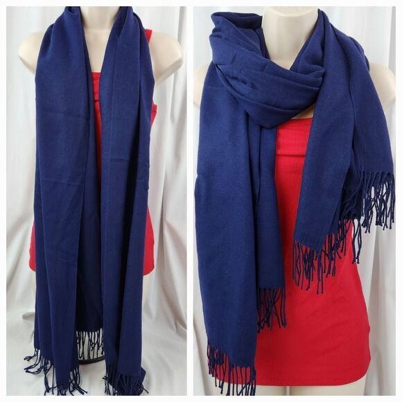 🩵NWOT Blue Lightweight Pashmina Wrap/Shawl/Scarf - Picture 8 of 12